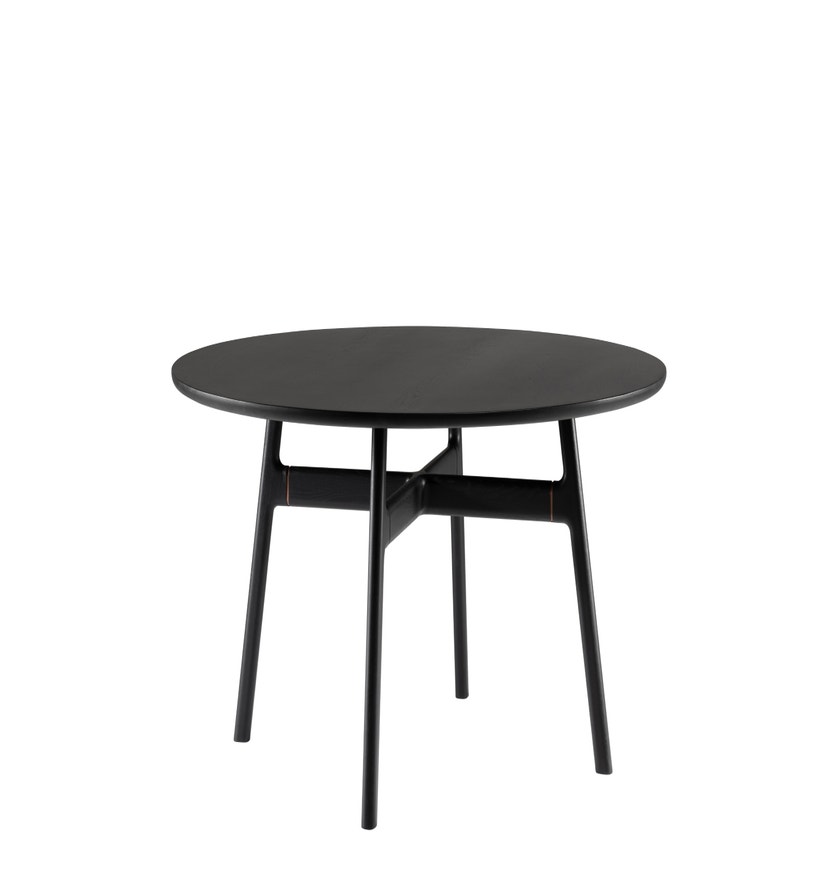 Table à manger ronde MARSHALL de Woak, Chêne laqué, Noir