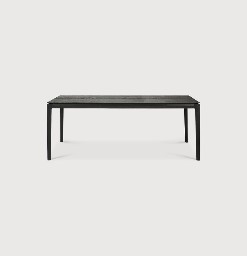 Table à rallonge Bok - chêne vernis - noir - rectangulaire