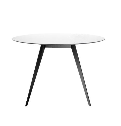 Table AISE ronde de Treku, pieds en métal noir, Blanc