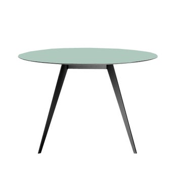 Table AISE ronde de Treku, pieds en métal noir, Aqua