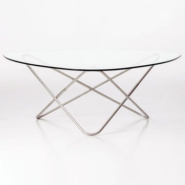 Table AO de Airborne, Socle Inox marin, Transparent