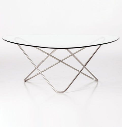 Table AO de Airborne, Socle Inox marin, Transparent