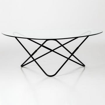 Table AO de Airborne, Socle thermolaqué noir, Transparent
