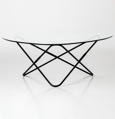 Table AO de Airborne, Socle thermolaqué noir, Transparent