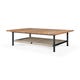 Table basse de jardin Corbey - Plateau en teck - piètement en aluminium - noir - rectangulaire
