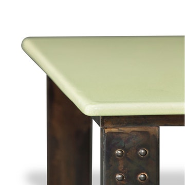 Table basse en pierre de lave céladon atelier