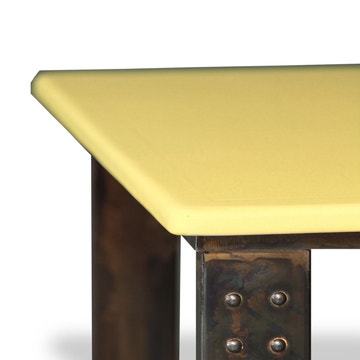 Table basse en pierre de lave miel atelier