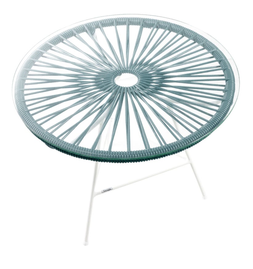 Table basse MINI ZIPOLITE Ø.50 cm de Boqa avec structure blanche, Bleu océan Table basse MINI ZIPOLITE Ø.50 cm de Boqa avec structure blanche, Bleu océan