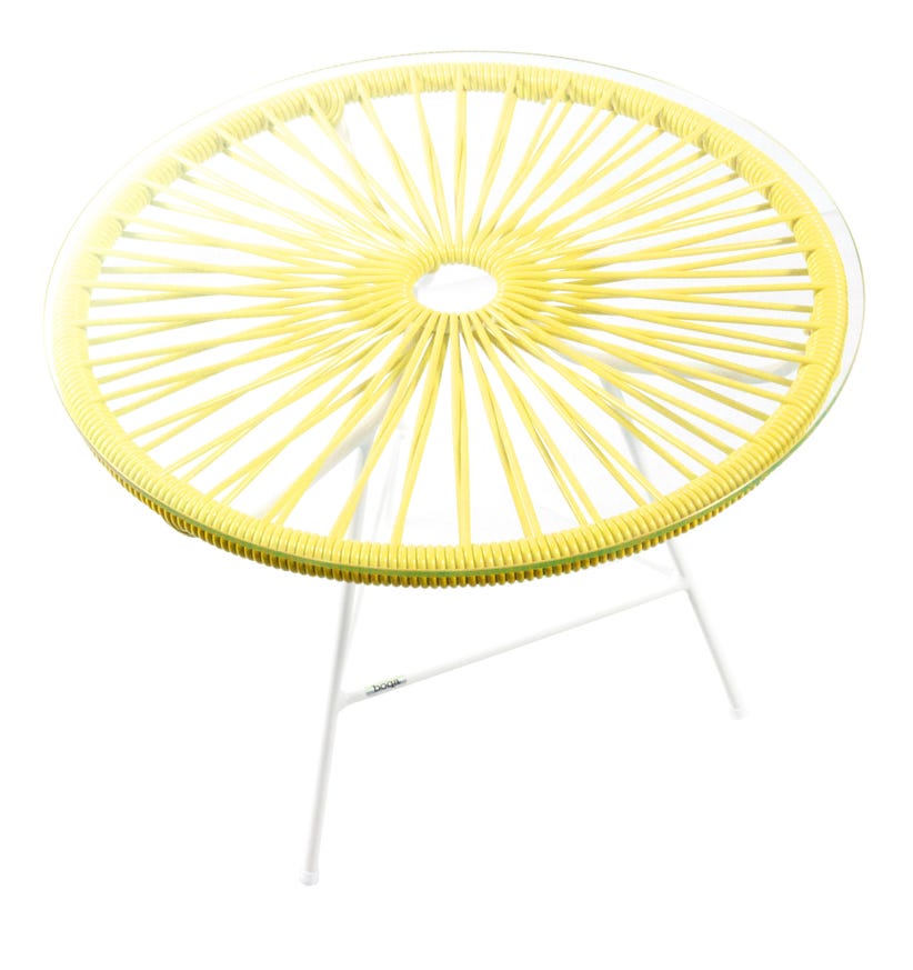 Table basse MINI ZIPOLITE Ø.50 cm de Boqa avec structure blanche, Jaune impérial Table basse MINI ZIPOLITE Ø.50 cm de Boqa avec structure blanche, Jaune impérial