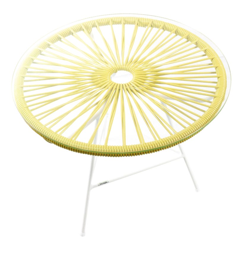 Table basse MINI ZIPOLITE Ø.50 cm de Boqa avec structure blanche, Jaune moutarde Table basse MINI ZIPOLITE Ø.50 cm de Boqa avec structure blanche, Jaune moutarde