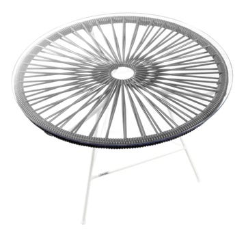 Table basse MINI ZIPOLITE Ø.50 cm de Boqa avec structure blanche, Noir d'aniline