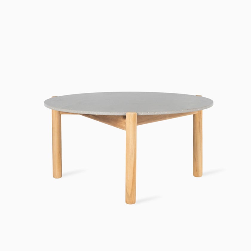 Table basse ronde ODA, Ø.68 cm, Structure teck, Plateau céramique Flint Table basse ronde ODA, Ø.68 cm, Structure teck, Plateau céramique Flint
