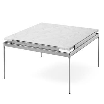 Table basse SETT LN13, Structure chrome foncé, Plateau marbre blanc de Carrare