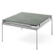 Table basse SETT LN13, Structure chrome foncé, Plateau marbre vert de Guatemala