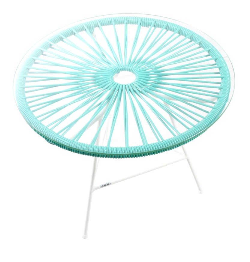 Table basse ZIPOLITE Ø.76 cm de Boqa avec structure blanche, Vert turquoise Table basse ZIPOLITE Ø.76 cm de Boqa avec structure blanche, Vert turquoise