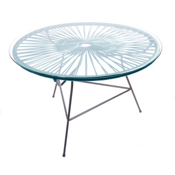 Table basse ZIPOLITE Ø.76 cm de Boqa avec structure noire, Bleu océan
