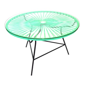 Table basse ZIPOLITE Ø.76 cm de Boqa avec structure noire, Vert turquoise