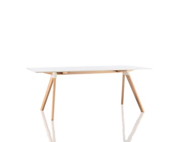 TABLE BUTCH THE WILD BUNCH, L. 180 cm, Blanc et naturel de MAGIS TABLE BUTCH THE WILD BUNCH, L. 180 cm, Blanc et naturel de MAGIS