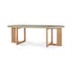 Table de jardin TRESTLE - Plateau en béton vernis - piètement en teck recyclé - Light Grey - oval