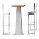 Table haute INOUT 39 de Gervasoni, Pied blanc, Plateau teck