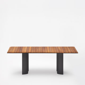 Table rectangulaire NACA, 300 cm, Plateau teck, Pieds aluminium Black
