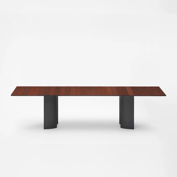 Table rectangulaire NACA, 300 cm, Pieds en aluminium Black, Plateau en pierre de lave Burgundy