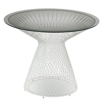 Table ronde HEAVEN de Emu, 120 cm, Blanc mat / Verre fumé