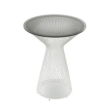 Table ronde HEAVEN de Emu, 80 cm, Blanc mat / Verre fumé