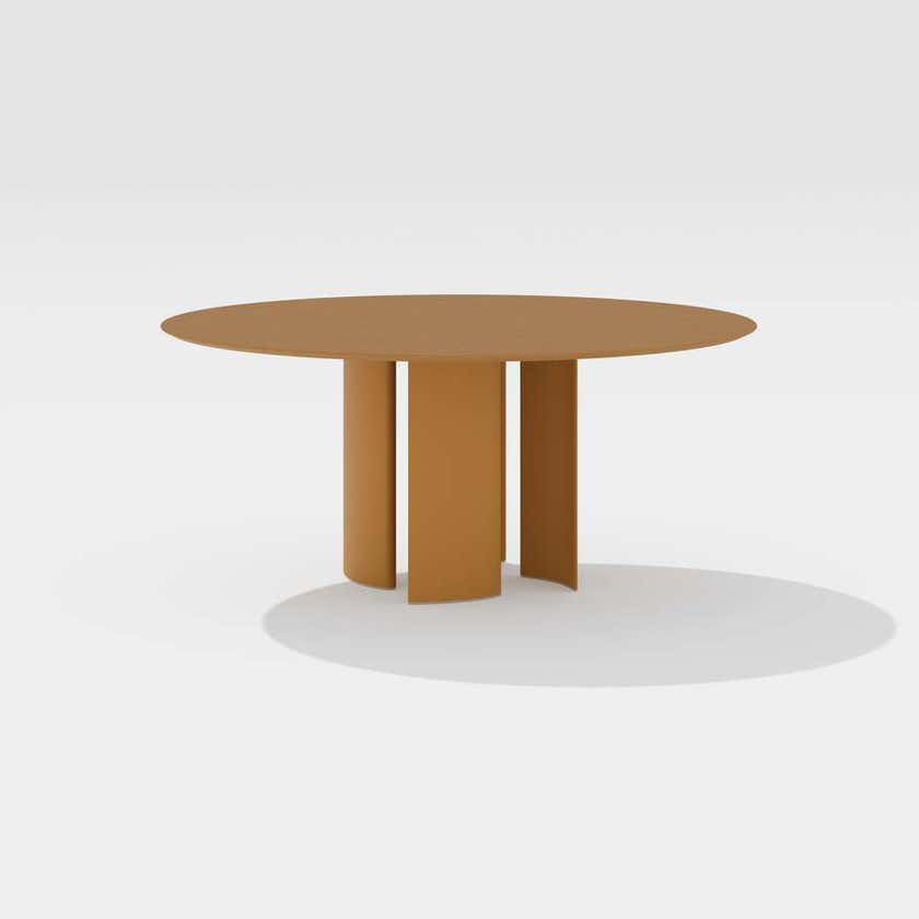 Table ronde NACA, Ø.138 cm, Aluminium, Mustard Yellow Table ronde NACA, Ø.138 cm, Aluminium, Mustard Yellow