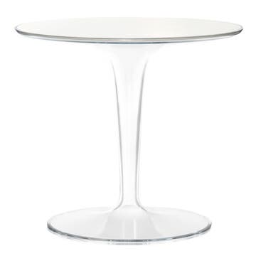 Table ronde TIP TOP de Kartell, plateau en verre blanc