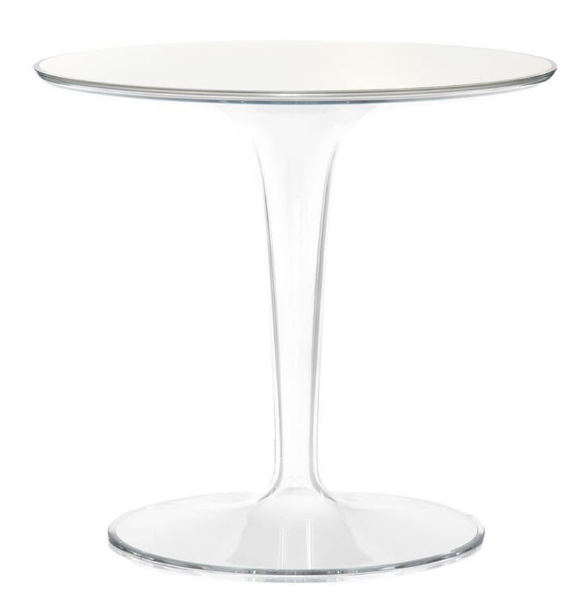 Table ronde TIP TOP de Kartell, plateau en verre blanc
