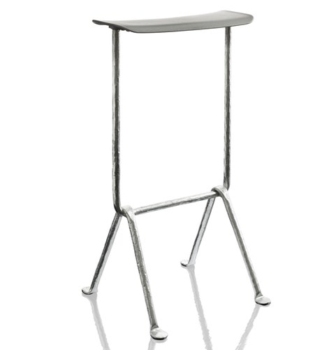 TABOURET HAUT OFFICINA, Structure en fer galvanisé, Assise gris métallisé de MAGIS