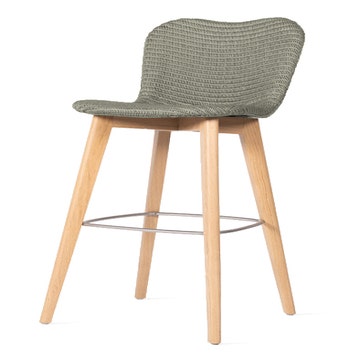 Tabouret de bar Lily, piètement chêne, Assise Pebble