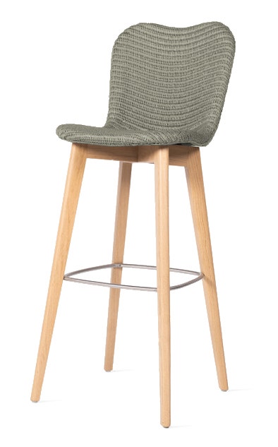 Tabouret de bar Lily, piètement chêne, Assise Pebble Tabouret de bar Lily, piètement chêne, Assise Pebble