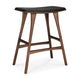 Tabouret de bar Osso - teck vernis - brun  - cuir Black
