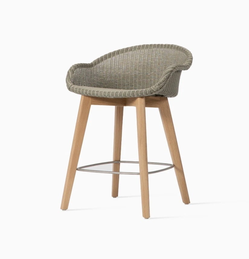 Tabouret haut AVRIL COUNTER STOOL, Piètement chêne, Tressage Walnut
