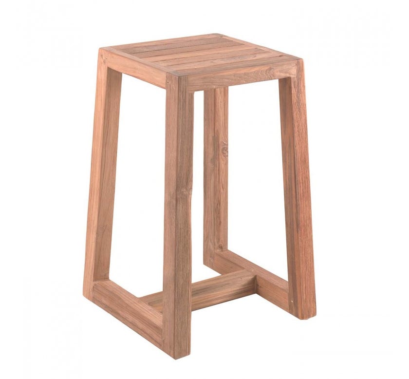Tabouret haut de jardin SOKO, H.60 cm, Teck recyclé Tabouret haut de jardin SOKO, H.60 cm, Teck recyclé