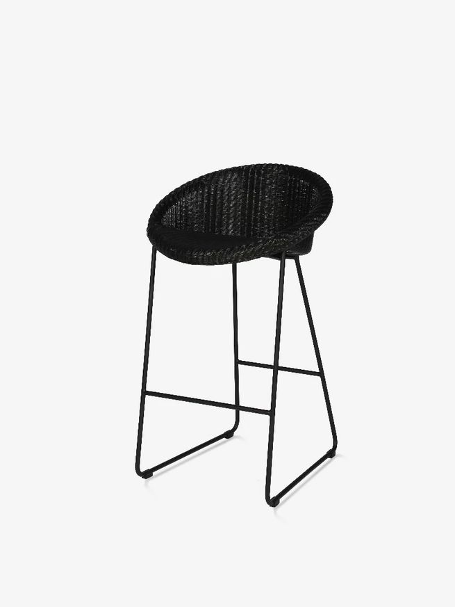 Tabouret haut JOE, Hauteur d'assise 67 cm, Structure acier noir, Loom noir Tabouret haut JOE, Hauteur d'assise 67 cm, Structure acier noir, Loom noir
