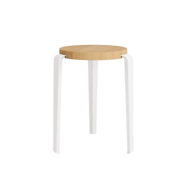 Tabouret LOU - bois éco-certifié - Blanc Nuage  Chêne massif