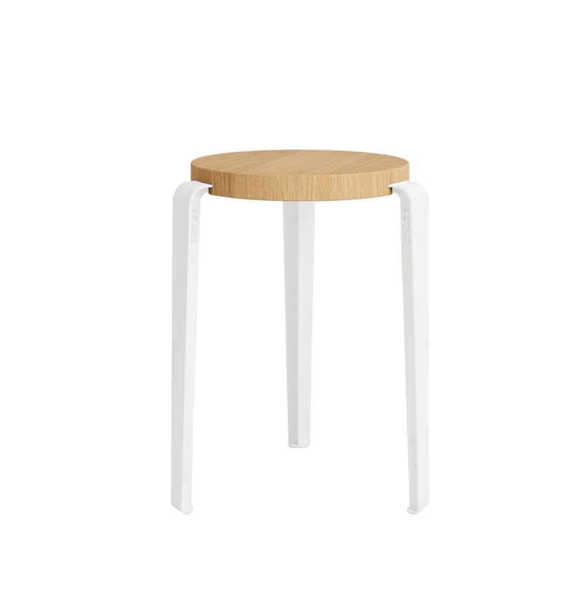 Tabouret LOU - bois éco-certifié - Blanc Nuage  Chêne massif