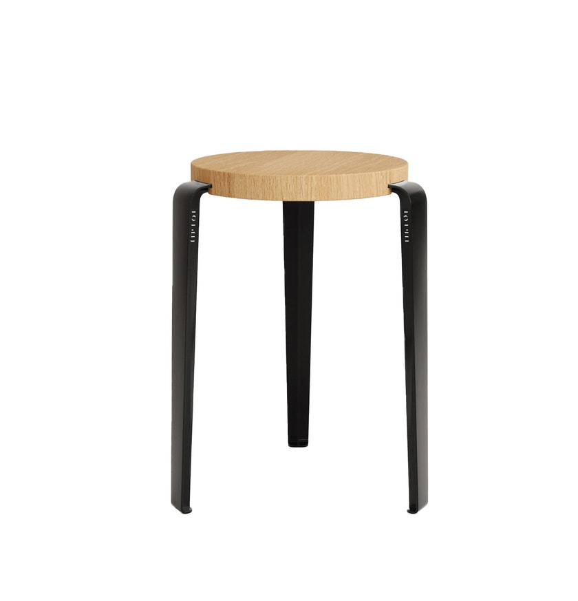 Tabouret LOU - bois éco-certifié - Noir Graphite  Chêne massif
