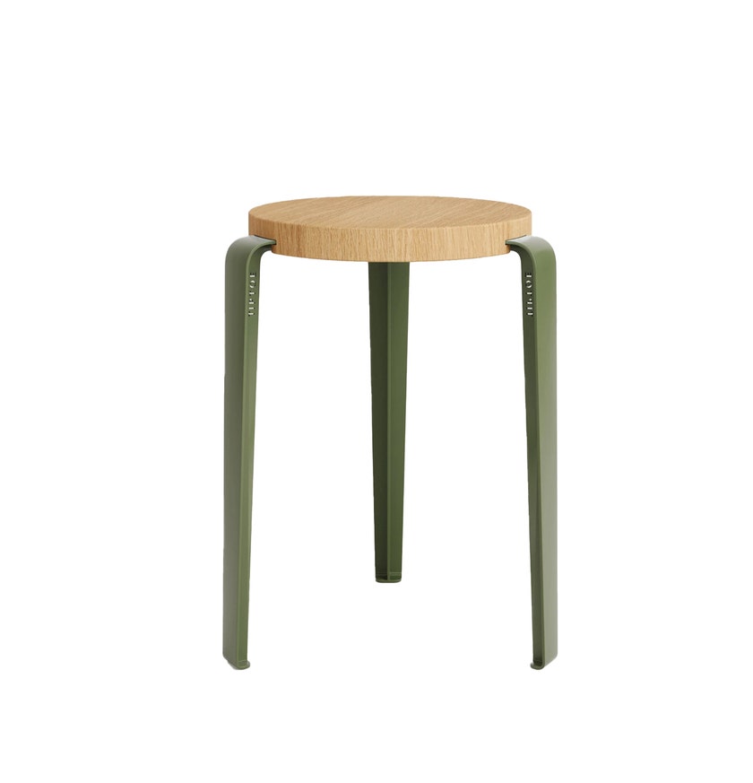 Tabouret LOU - bois éco-certifié - Vert Romarin  Chêne massif