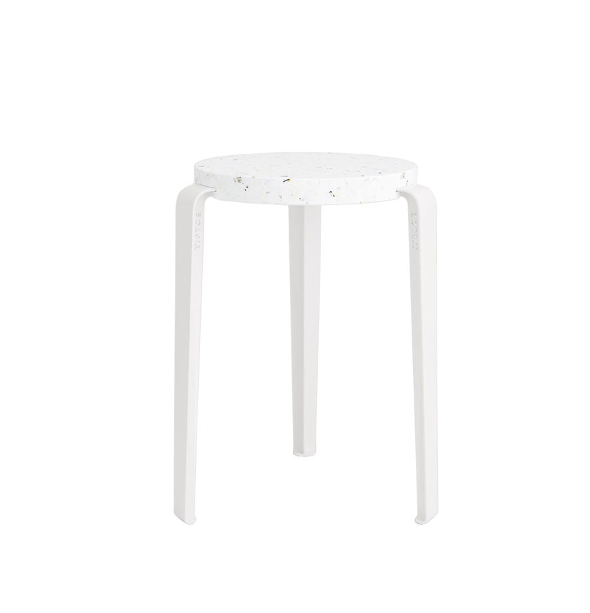 Tabouret LOU - plastique recyclé Venezia - Blanc Nuage