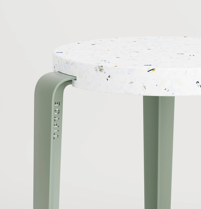 Tabouret LOU - plastique recyclé Venezia - Gris Eucalyptus