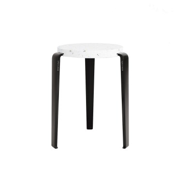Tabouret LOU - plastique recyclé Venezia - Noir Graphite