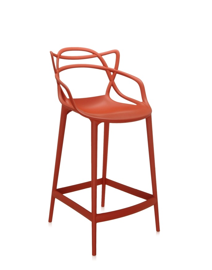 Tabouret MASTERS STOOL de Kartell, H.75, Rouge orangé Tabouret MASTERS STOOL de Kartell, H.75, Rouge orangé