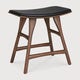 Tabouret Osso - teck vernis - brun - cuir Black
