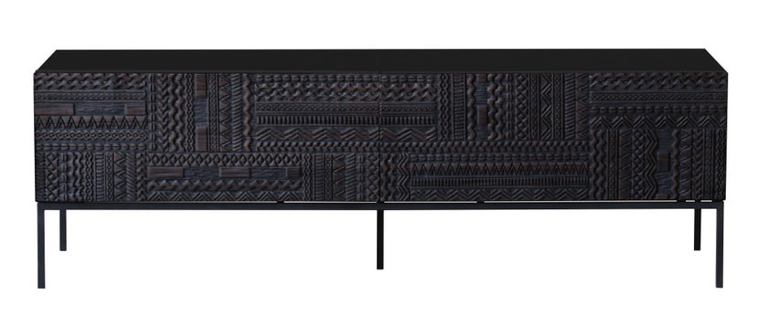 Meuble TV ANCESTORS TABWA d'Ethnicraft, L.160 cm, 1 tiroir / 1 porte rabattable, Noir Meuble TV ANCESTORS TABWA d'Ethnicraft, L.160 cm, 1 tiroir / 1 porte rabattable, Noir