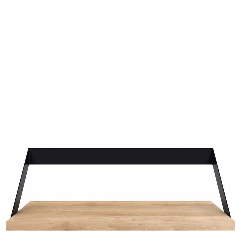 Étagère murale RIBBON d'Ethnicraft, 70 cm, Structure noire, Plateau chêne huilé