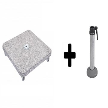 Socle à roulettes granit M4 120 kg de Glatz, Avec tube de fixation M4 Ø.48-55 mm